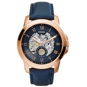 Fossil-ME3054-Grant-Automatic-Reloj-de-pulsera-para-seor-cuero-y-acero-inoxidable-50-m-Analgico-color-azul-0