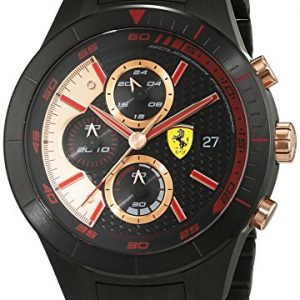 Hombre-reloj-Scuderia-Ferrari-Orologi-Chrono-cuarzo-analgico-Rojo-Rev-Evo-con-revestimiento-de-acero-0830305-0