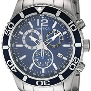 Nautica-0-Reloj-de-cuarzo-para-0-con-correa-de-0-color-plateado-0