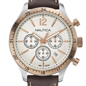 Nautica-A17638G-Reloj-de-cuarzo-para-hombre-con-correa-de-cuero-color-marrn-0