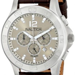 Nautica-A21550G-Reloj-analgico-de-cuarzo-para-hombre-correa-de-cuero-color-marrn-0